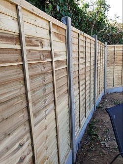 Concrete posts with wooden panels